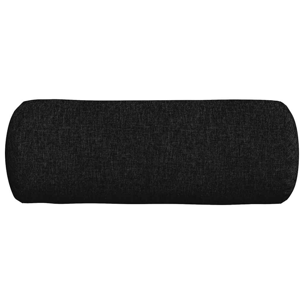 Bolster Pillows 2 pcs Black Ø 25 x 70 cm Fabric